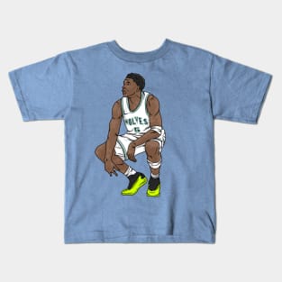 Anthony Edwards Ready For the Game - Cartoon Flat Style Kids T-Shirt